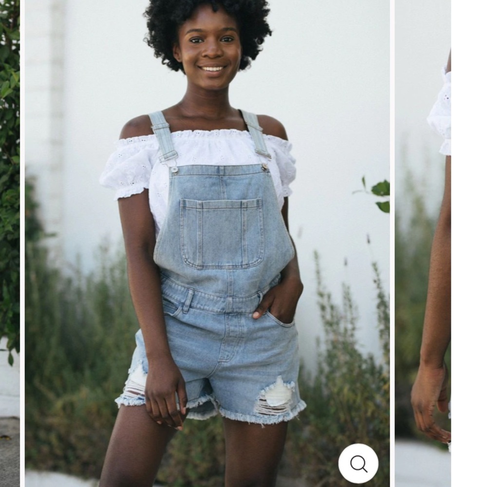 NWT She+Sky distressed overall Shorts